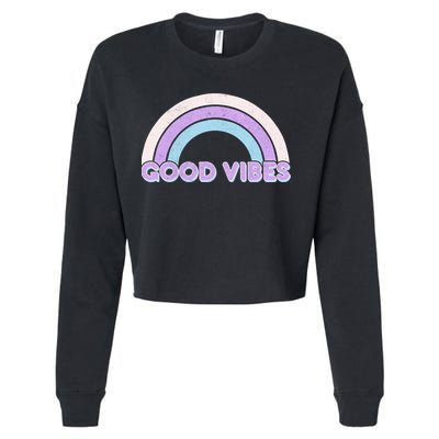 Retro Good Vibes Rainbow Cropped Pullover Crew