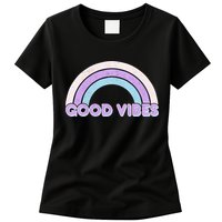 Retro Good Vibes Rainbow Womens T-Shirt