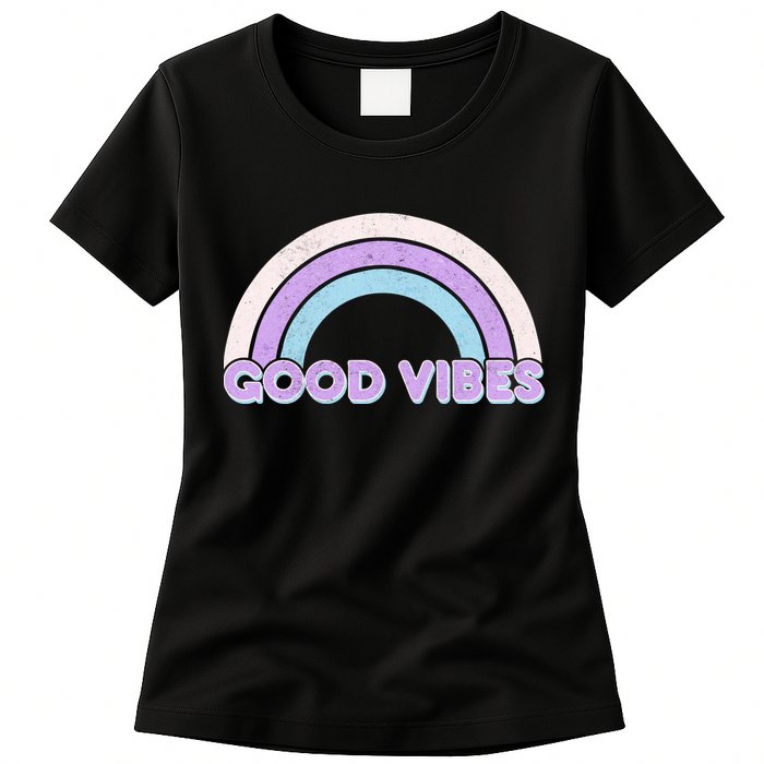 Retro Good Vibes Rainbow Womens T-Shirt
