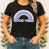 Retro Good Vibes Rainbow Womens T-Shirt