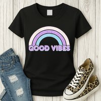 Retro Good Vibes Rainbow Womens T-Shirt