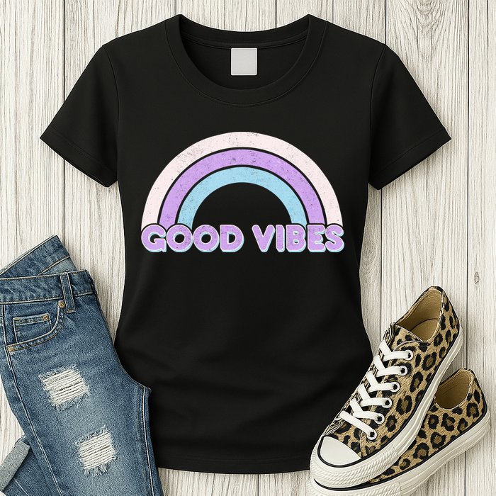 Retro Good Vibes Rainbow Womens T-Shirt