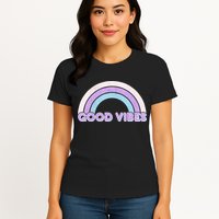 Retro Good Vibes Rainbow Womens T-Shirt
