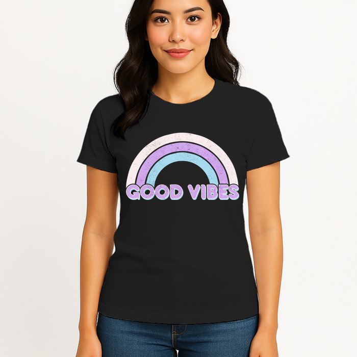 Retro Good Vibes Rainbow Womens T-Shirt