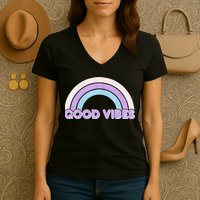 Retro Good Vibes Rainbow Women's V-Neck T-Shirt