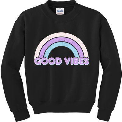 Retro Good Vibes Rainbow Kids Sweatshirt