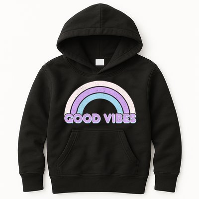 Retro Good Vibes Rainbow Kids Hoodie