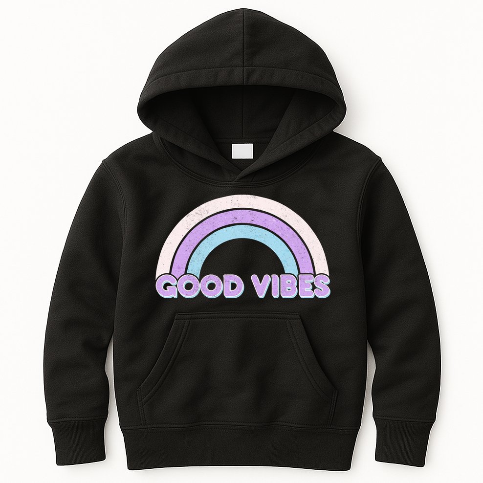 Retro Good Vibes Rainbow Kids Hoodie