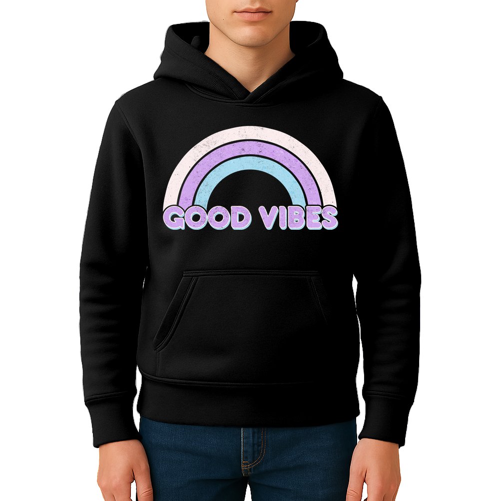Retro Good Vibes Rainbow Kids Hoodie