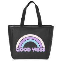 Retro Good Vibes Rainbow Zip Tote Bag