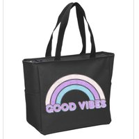 Retro Good Vibes Rainbow Zip Tote Bag