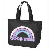 Retro Good Vibes Rainbow Zip Tote Bag
