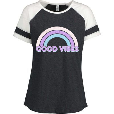 Retro Good Vibes Rainbow Enza Ladies Jersey Colorblock Tee