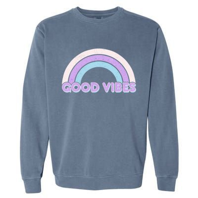 Retro Good Vibes Rainbow Garment-Dyed Sweatshirt