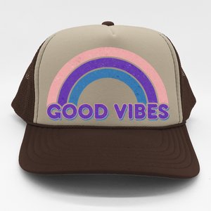 Retro Good Vibes Rainbow Trucker Hat