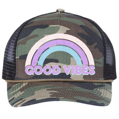 Retro Good Vibes Rainbow Retro Rope Trucker Hat Cap