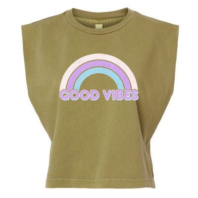 Retro Good Vibes Rainbow Garment-Dyed Women's Muscle Tee