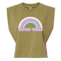 Retro Good Vibes Rainbow Garment-Dyed Women's Muscle Tee