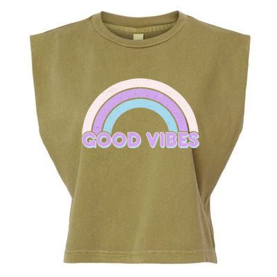 Retro Good Vibes Rainbow Garment-Dyed Women's Muscle Tee