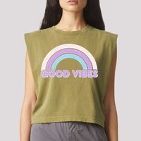 Retro Good Vibes Rainbow Garment-Dyed Women's Muscle Tee