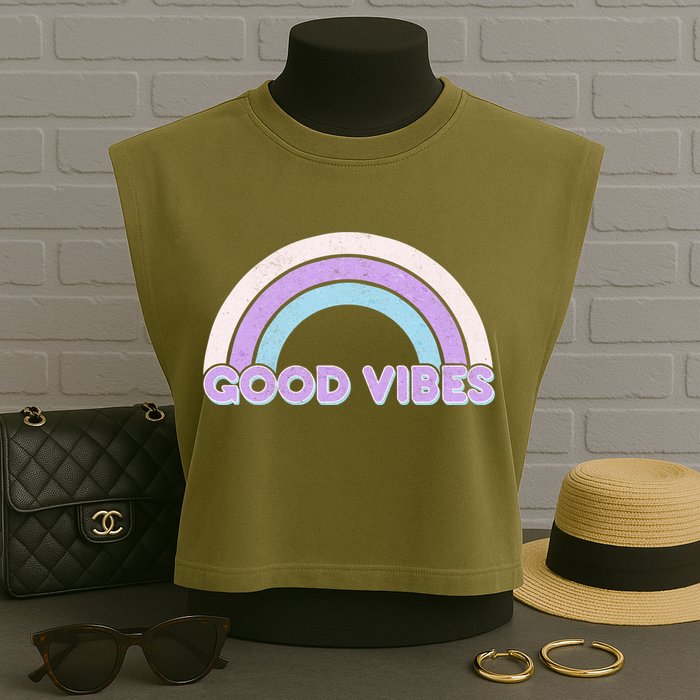 Retro Good Vibes Rainbow Garment-Dyed Women's Muscle Tee