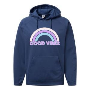 Retro Good Vibes Rainbow Performance Fleece Hoodie