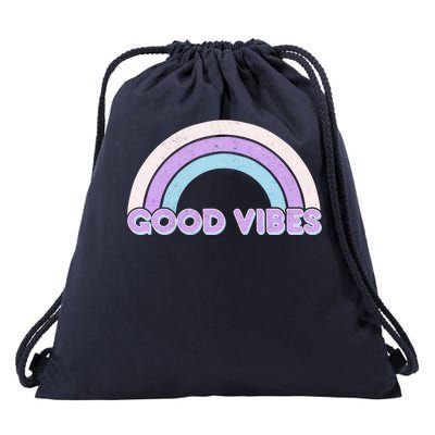 Retro Good Vibes Rainbow Drawstring Bag