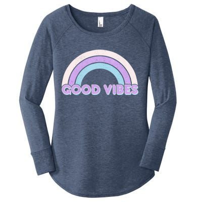 Retro Good Vibes Rainbow Women's Perfect Tri Tunic Long Sleeve Shirt