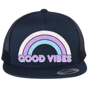 Retro Good Vibes Rainbow Flat Bill Trucker Hat