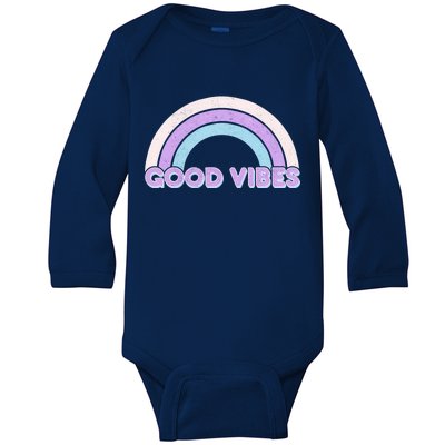 Retro Good Vibes Rainbow Baby Long Sleeve Bodysuit