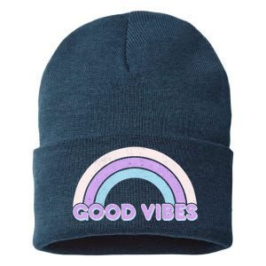 Retro Good Vibes Rainbow Sustainable Knit Beanie