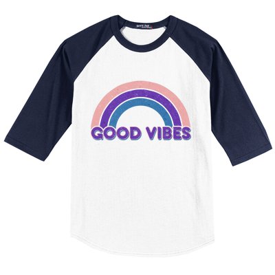 Retro Good Vibes Rainbow Baseball Sleeve Shirt