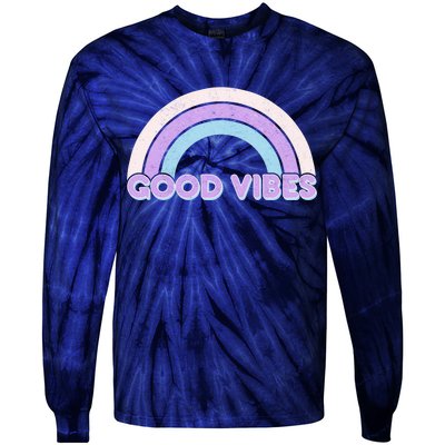 Retro Good Vibes Rainbow Tie-Dye Long Sleeve Shirt