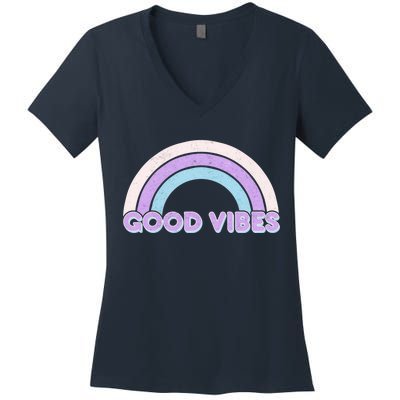 Retro Good Vibes Rainbow Women's V-Neck T-Shirt