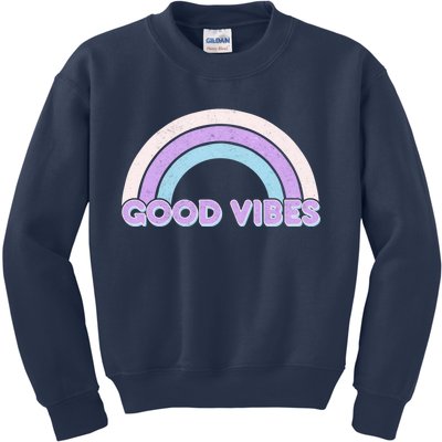 Retro Good Vibes Rainbow Kids Sweatshirt