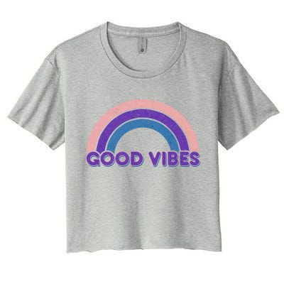 Retro Good Vibes Rainbow Women's Crop Top Tee