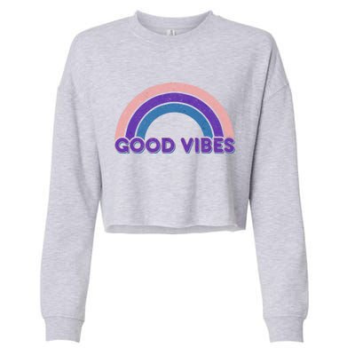 Retro Good Vibes Rainbow Cropped Pullover Crew