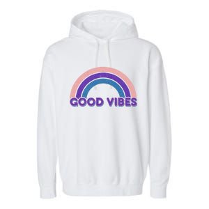 Retro Good Vibes Rainbow Garment-Dyed Fleece Hoodie