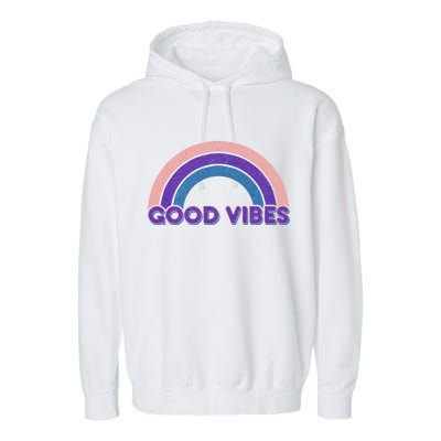 Retro Good Vibes Rainbow Garment-Dyed Fleece Hoodie