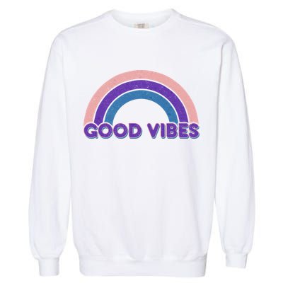 Retro Good Vibes Rainbow Garment-Dyed Sweatshirt