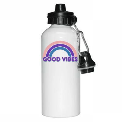 Retro Good Vibes Rainbow Aluminum Water Bottle