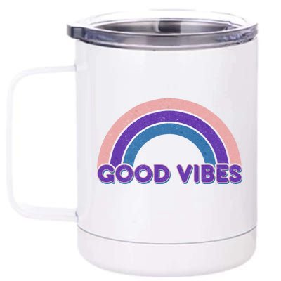 Retro Good Vibes Rainbow 12 oz Stainless Steel Tumbler Cup