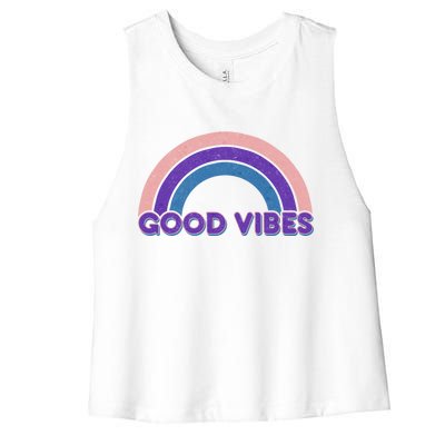 Retro Good Vibes Rainbow Women's Racerback Cropped Tank