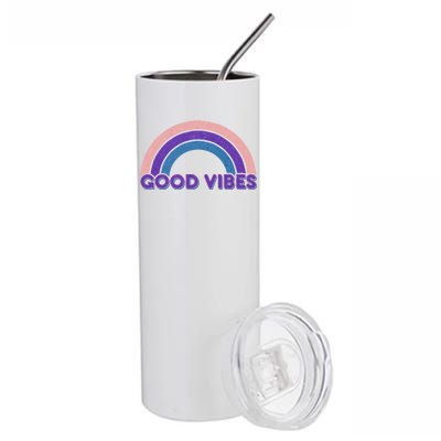 Retro Good Vibes Rainbow Stainless Steel Tumbler