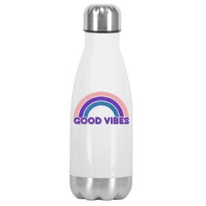 Retro Good Vibes Rainbow Stainless Steel Insulated Water Bottle