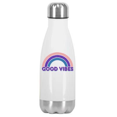 Retro Good Vibes Rainbow Stainless Steel Insulated Water Bottle