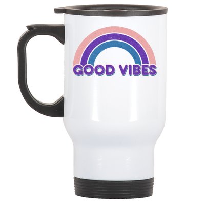 Retro Good Vibes Rainbow Stainless Steel Travel Mug