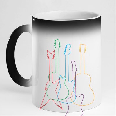 Retro Guitars 11oz Black Color Changing Mug