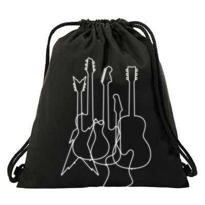 Retro Guitars Drawstring Bag