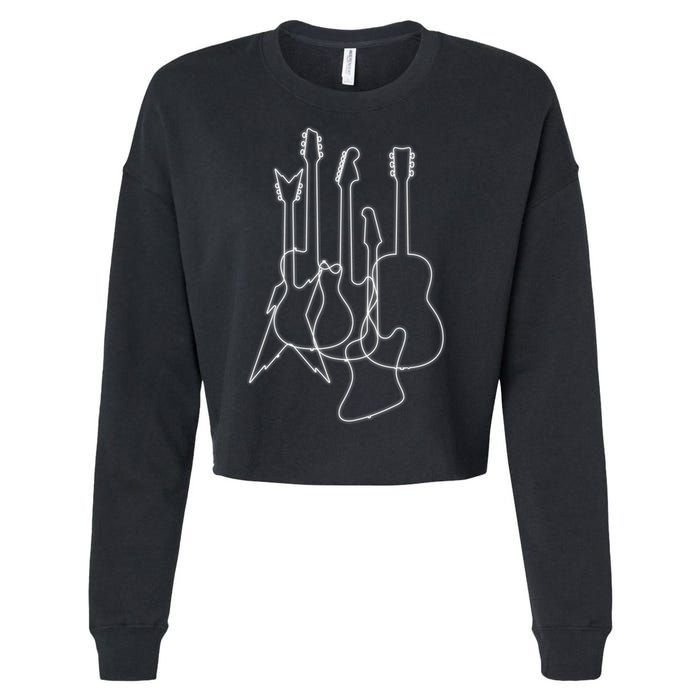 Retro Guitars Cropped Pullover Crew